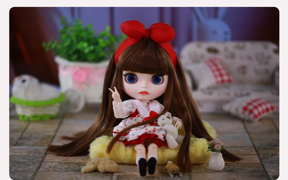 Honey – Premium Custom Neo Blythe Doll with Brown Hair, White Skin & Matte Cute Face 6