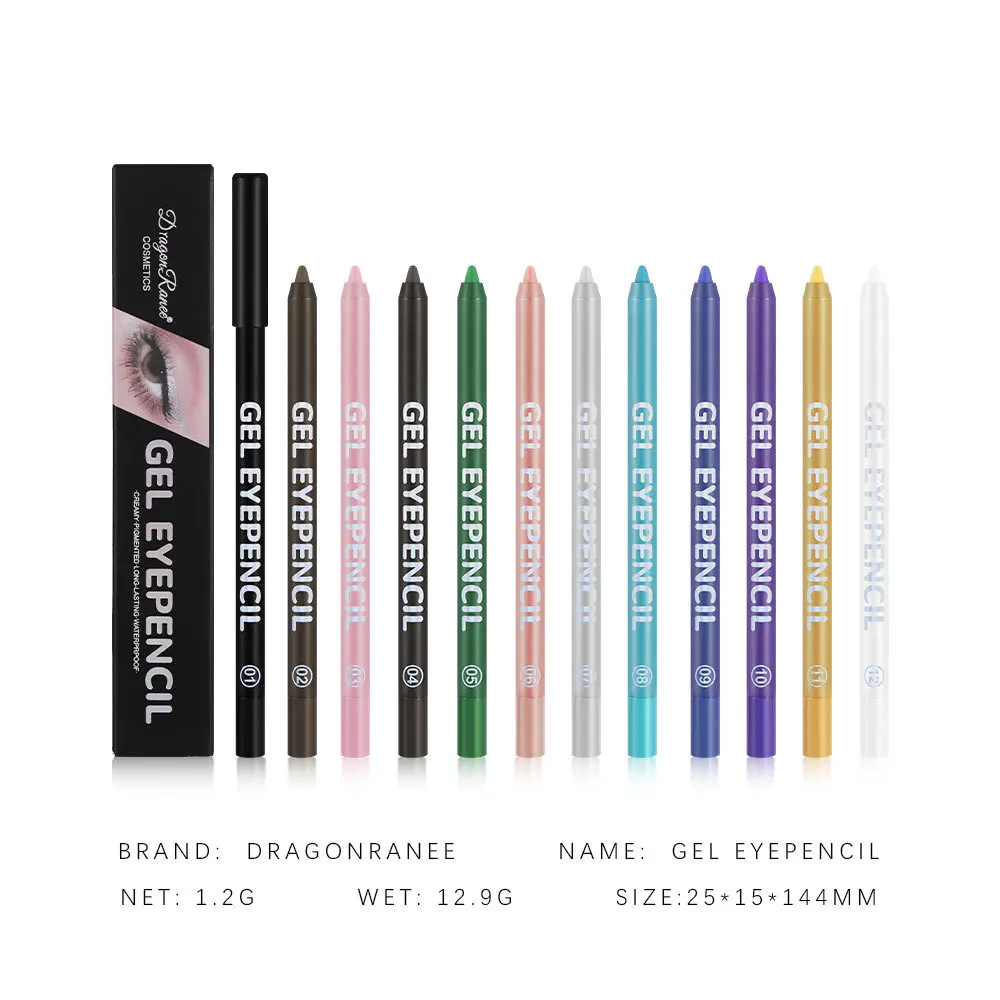 12 colors eyeliner eyebrow pencil eyeliner gel pen waterproof sweatproof non-smudge lying eyeshadow pencil 5