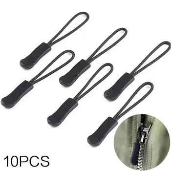 10 black plastic zipper puller, durable PVC zipper puller, suitable for bags, backpacks, clothes, suitcases, etc