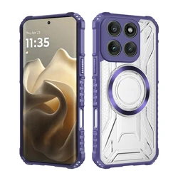 Magnetic Battle Shadow Series Anti - Slip Transparent Protective Case - Motorola Moto G06 Power (Purple - with Magnet)