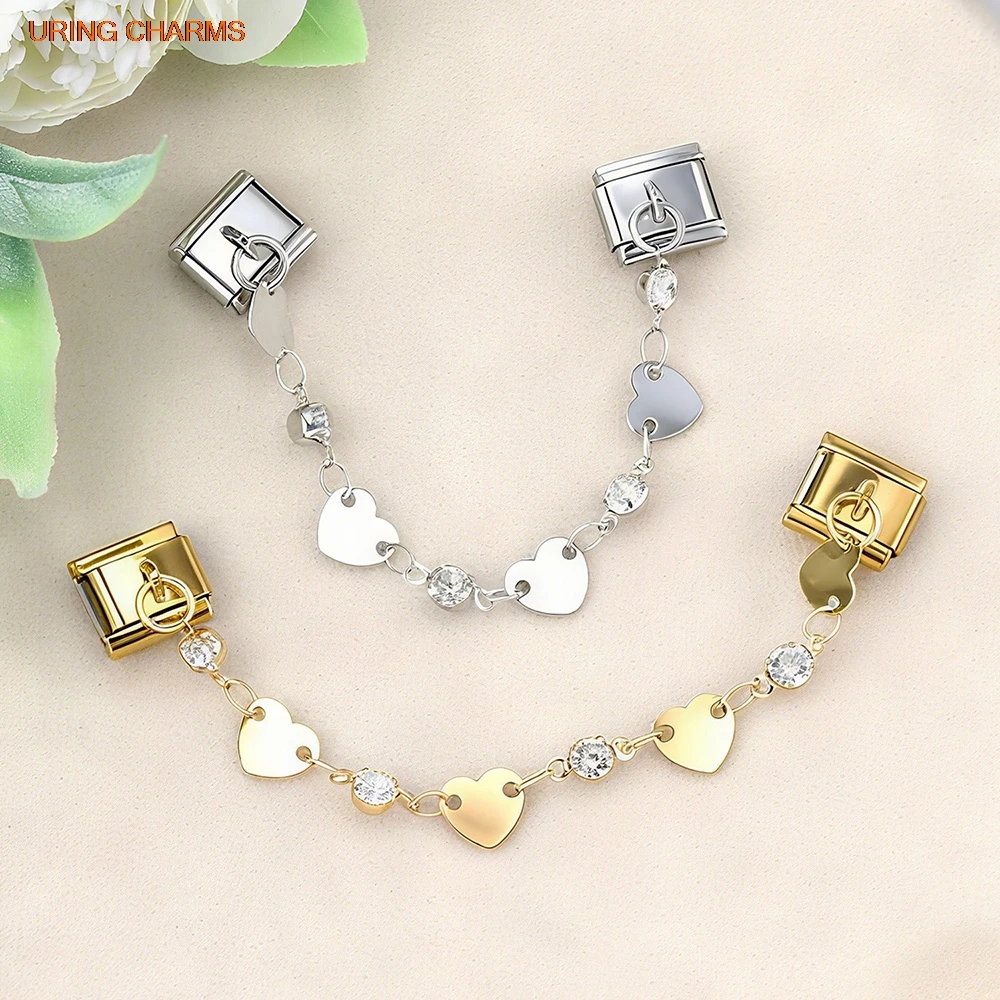 Mode Doppel Hängende Kette Stern Schmetterling Kreuz Italienischen Charme Link fit 9mm Edelstahl Armband DIY Perlen Herstellung Von Schmuck – Detail 1