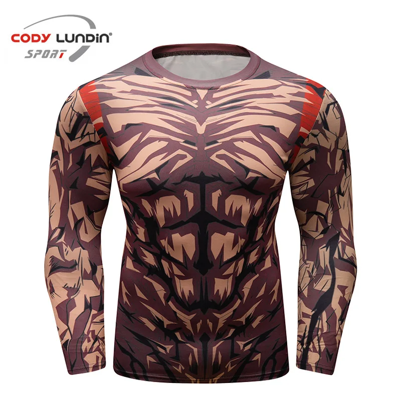 Compression Fitness Shirt Men's Long Sleeve Jogging Running Sweatshirt Quick Dry Tight Exercise Sport T Shirt Workout Gym Shirt