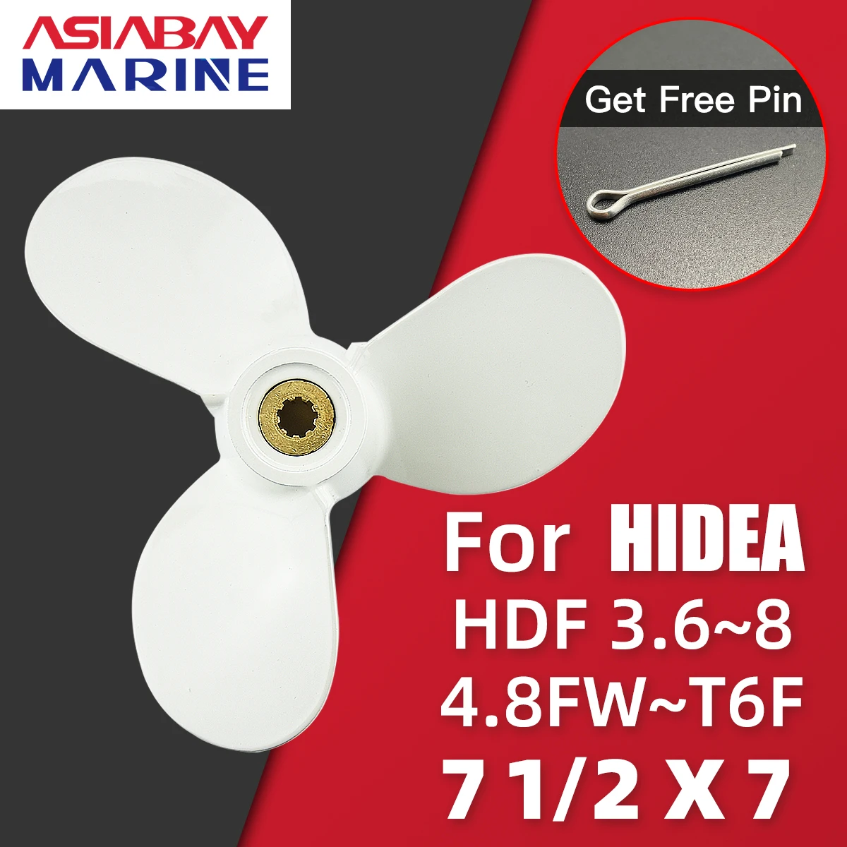 Outboard Propeller For HIDEA HDF 3.6 6 8 7 1/2 * 7 HD4.8FW HDT6F Aluminum Alloy Screw 9 Spline Tooth 3 Blade Marine Engine Patr