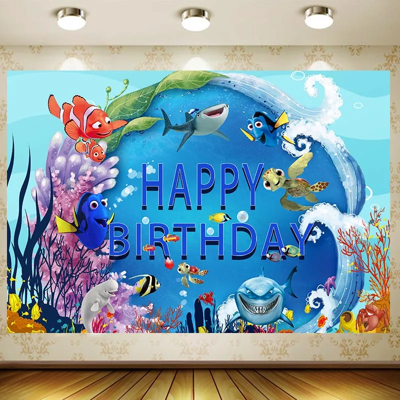 Disney Finding Nemo Background Happy Birthday Party Supply Baby Shower  Clownfish Tapestry Banner Wed Decor Home Garden Kid Gift - AliExpress