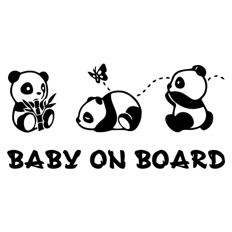 

18cm Panda Cartoon Rear BABY ON BOARD Warning Decals Car Accessories Decoration Custom Stickers Products Cute, Sticker Stylish,