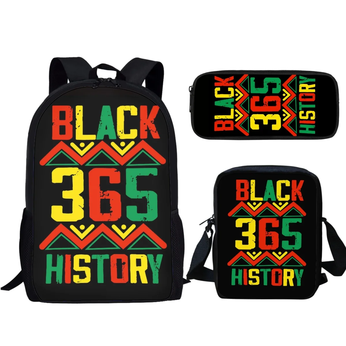 Black History Month Juneteenth 1865 3Pcs/Set School Bag for Boy Girl Stationery Organizer Large Capacity Backpack Student Gift