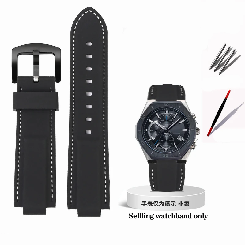 thumbnail image 1 of Correa de reloj de silicona de goma para Casio Edifice EFB-680 ECB10YD Correa de reloj para hombre Ocean Heart EFB680 Correa convexa de 12 mm y 14 mm, 1 of 5