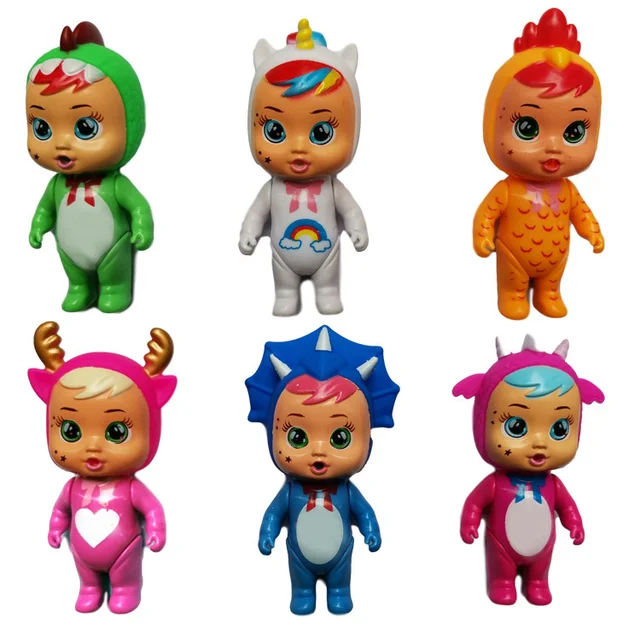 6pcs/set 12cm Cry Babies Doll Drinking Water And Crying Baby Girl Play House Figure Weeping Babies Children Birthday Gift Toy 1
