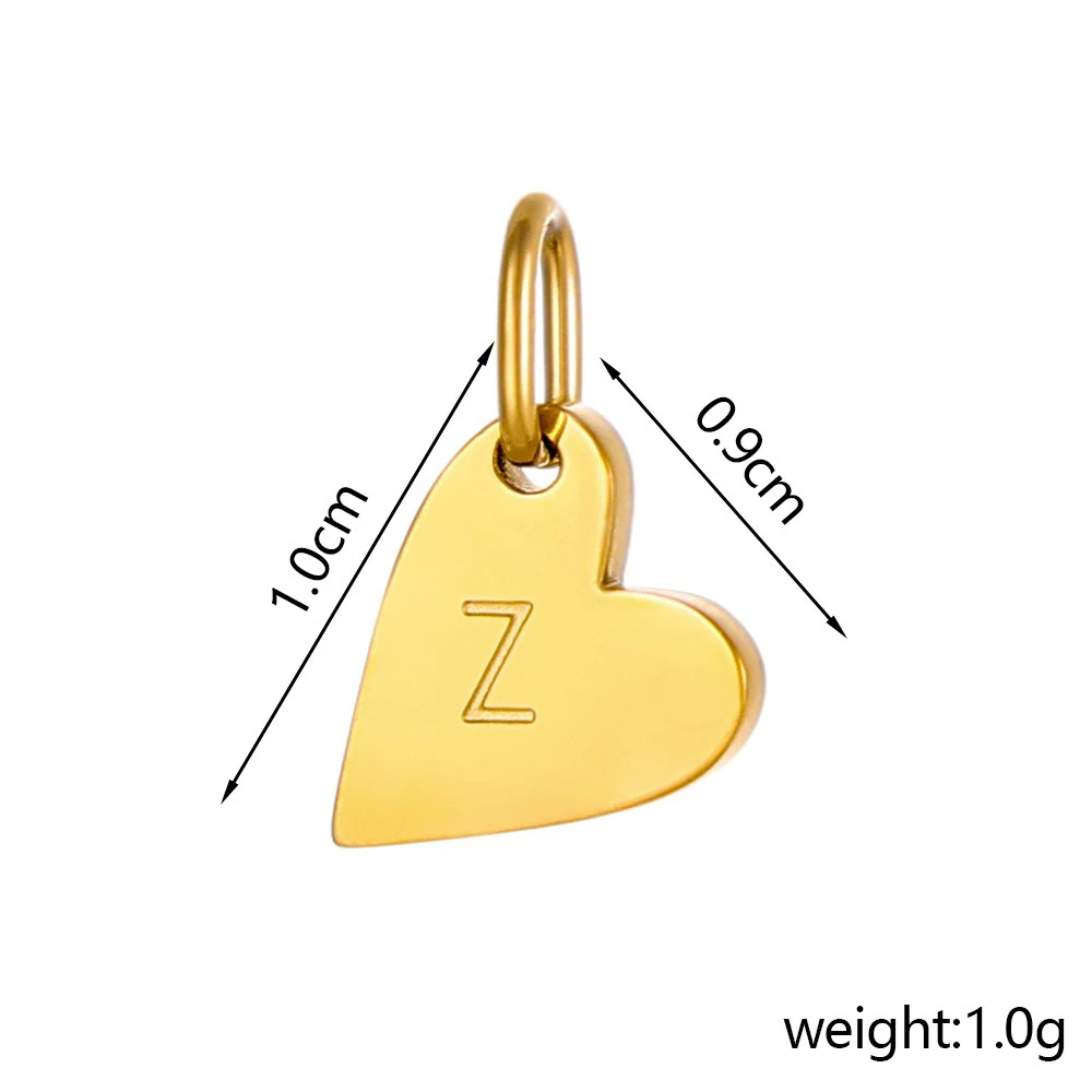 Edelstahl-Anhänger mit 26 englischen Alphabet-Initialen, goldener Herz-Charm, Buchstabe, DIY-Halskette, Armband, Damenschmuck-Accessoires – Detail 2