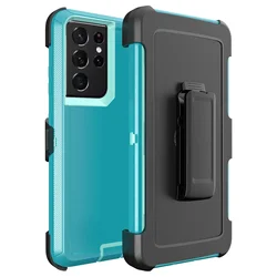 Heavy Duty Rugged Defender Armor Case with Belt Clip and Anti - Drop Protection - Galaxy S20 Ultra 5G (LIGHT BLUE)