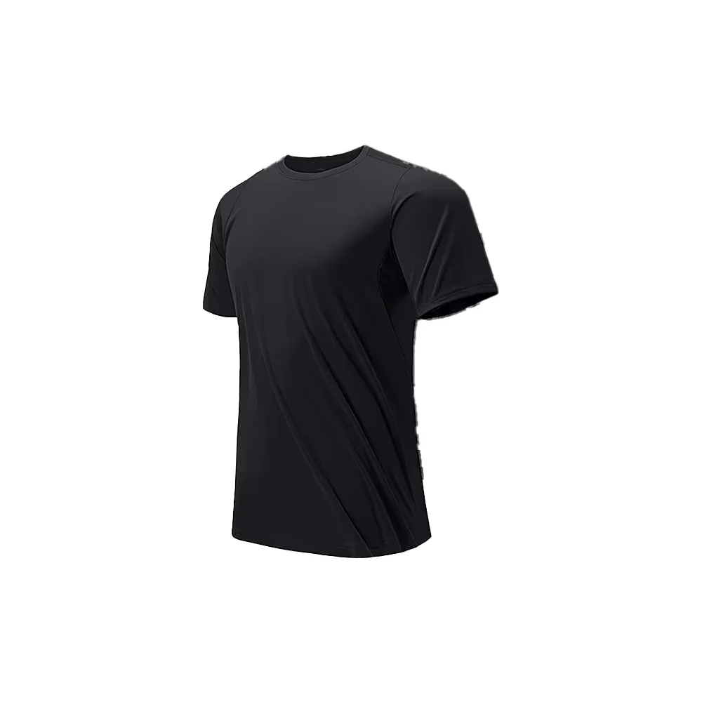 Round Neck Men T-Shirt Black Ultra-Light Men's Quick Drying Breathable Sweat-Absorbent Shirt Suitable for Fitness Gym and Run