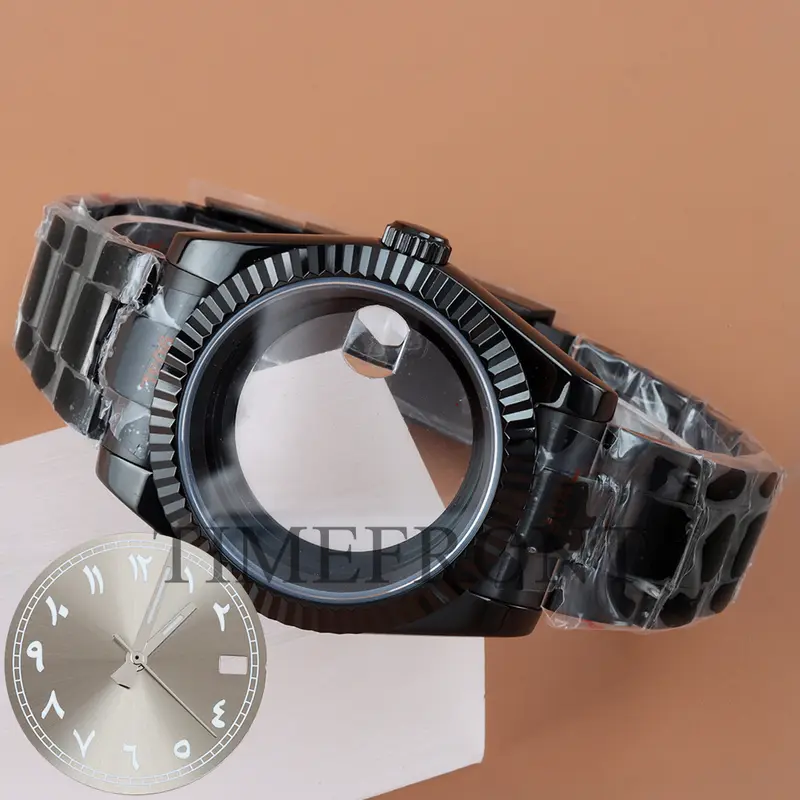 Silver/Black 36mm 39mm nh35 Watch Case with pink Sunburst Dial and Hands For Datejust NH35 NH36 Movement Waterproof Oyster Strap - Image 11