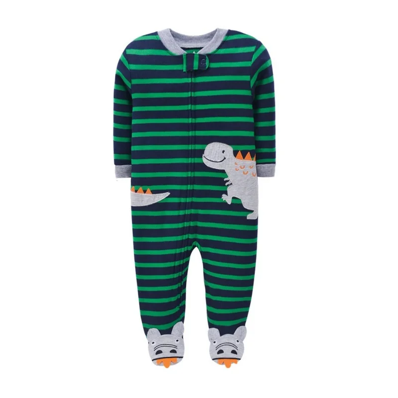 Winter Baby Clothes Newborn Boys Girls Warm Footed Fleece Jumpsuit Cute Dinosaur Rompers Fox Zipper Cotton Infants Pajamas 0-12M 6
