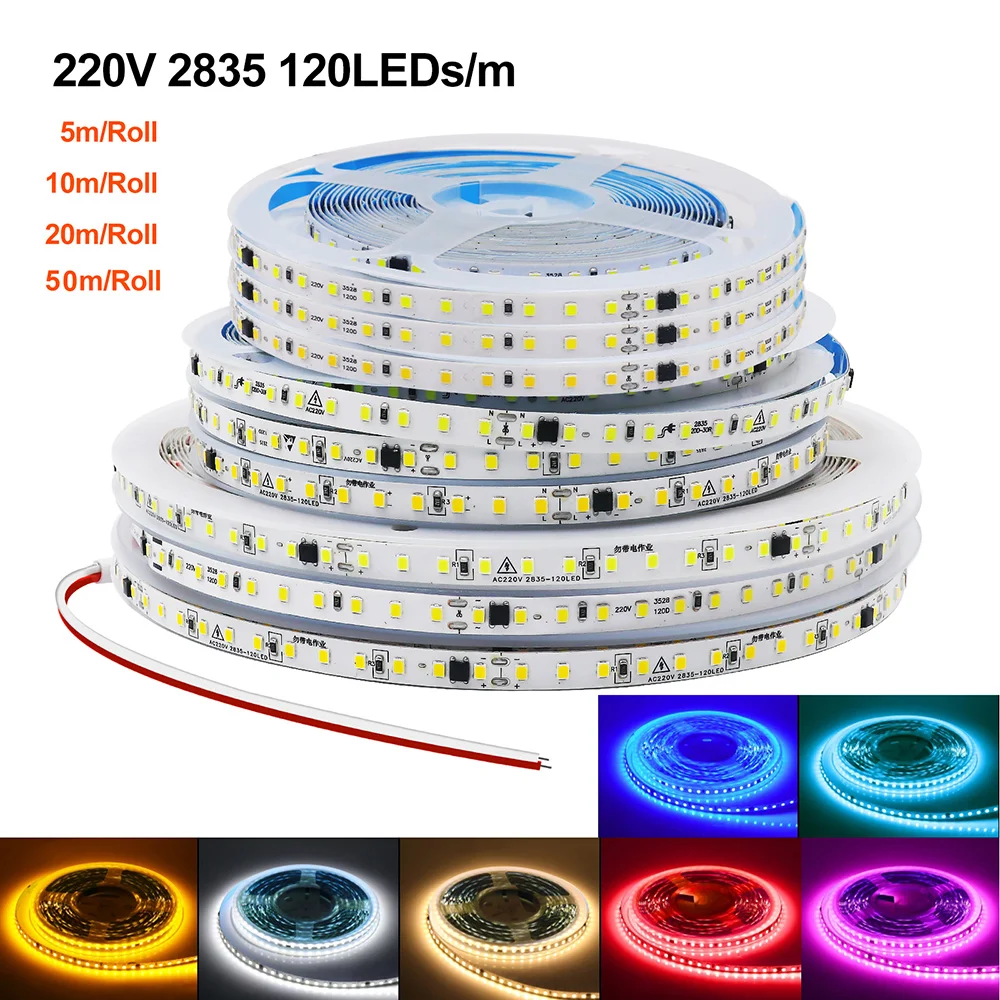 Vibrant 220V LED Strip Light - Flexible, Waterproof, Multi-Color Home Illumination Lighting