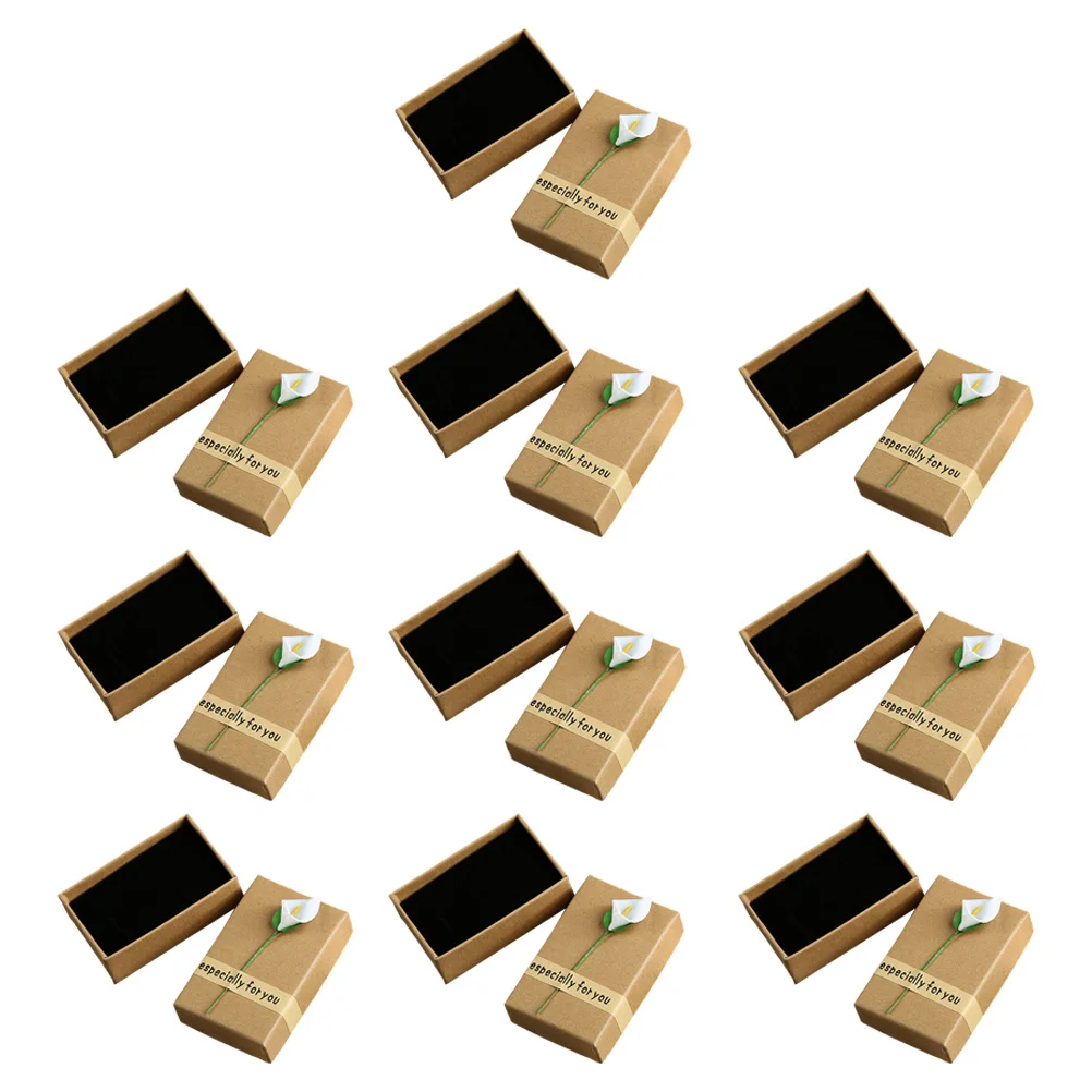 

10 Pcs Kraft Paper Jewelry Box for Necklace Gift Display Case Earrings Storage Pu Boxes Packaging
