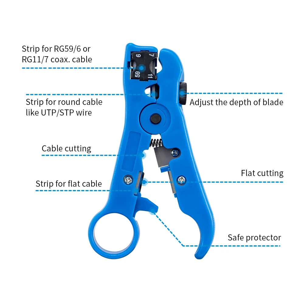 Description Picture 5 of itemCCTV Camera Installation Tool Set Compression Pliers for F/BNC/RCA Connector RG-58/59/62/6(3C/4C/5C) Type Cable Stripper Kit