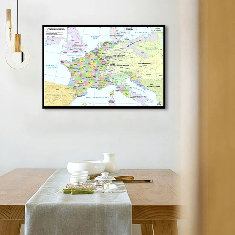 Map of The France 90*60cm In French 1812 Version Wall Art Poster Canvas Painting School Classroom Supplies Home Decor