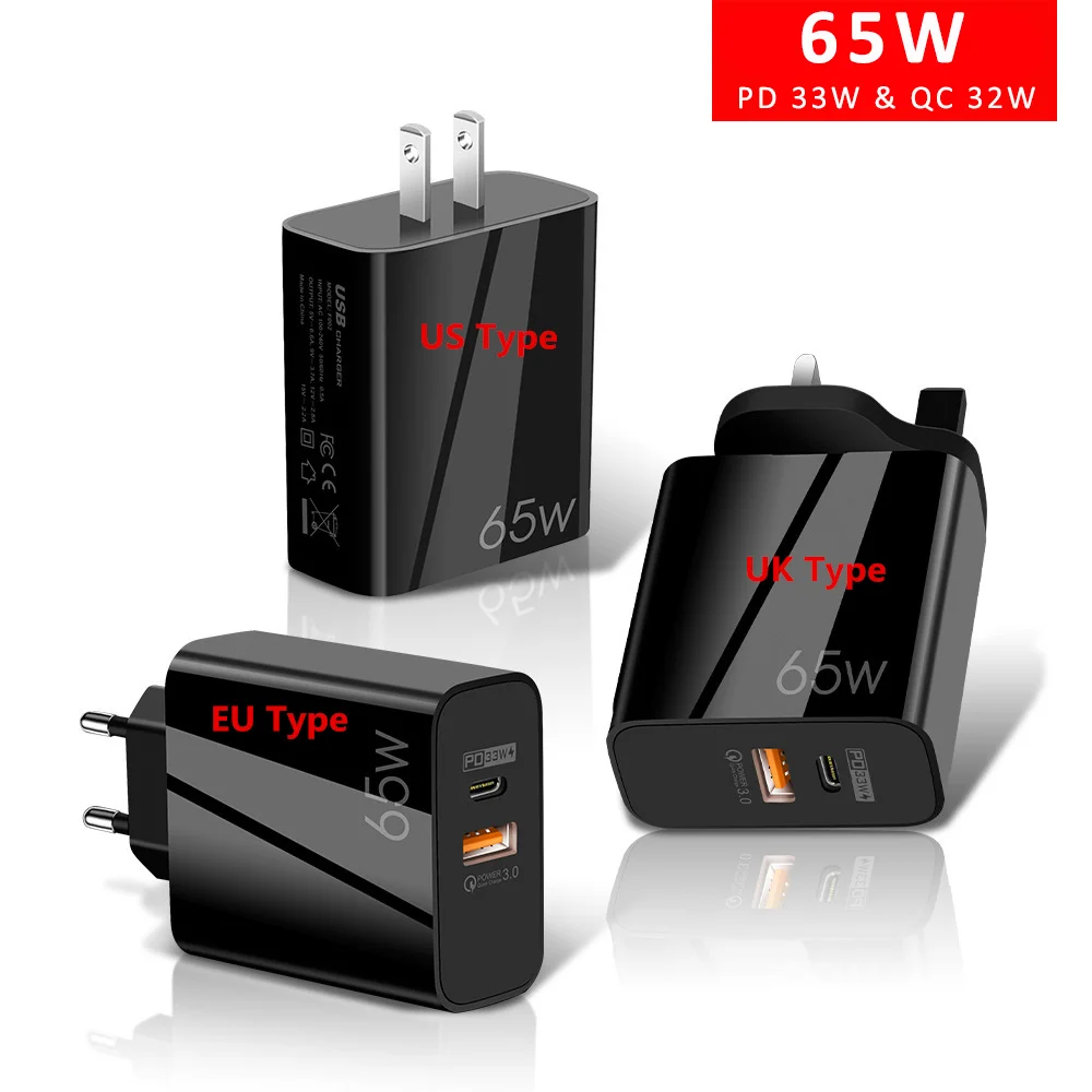 Usb c charger Supercharge USB Type C Cable QC3.0 65W PD fast Charger Samsung iPhone Xiaomi Huawei Universal Quick Charger