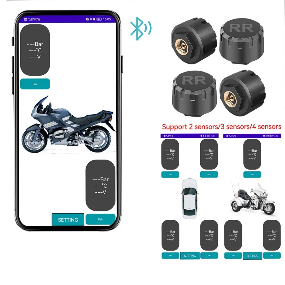 Acheter Android/IOS général sans fil moto TPMS capteurs externes