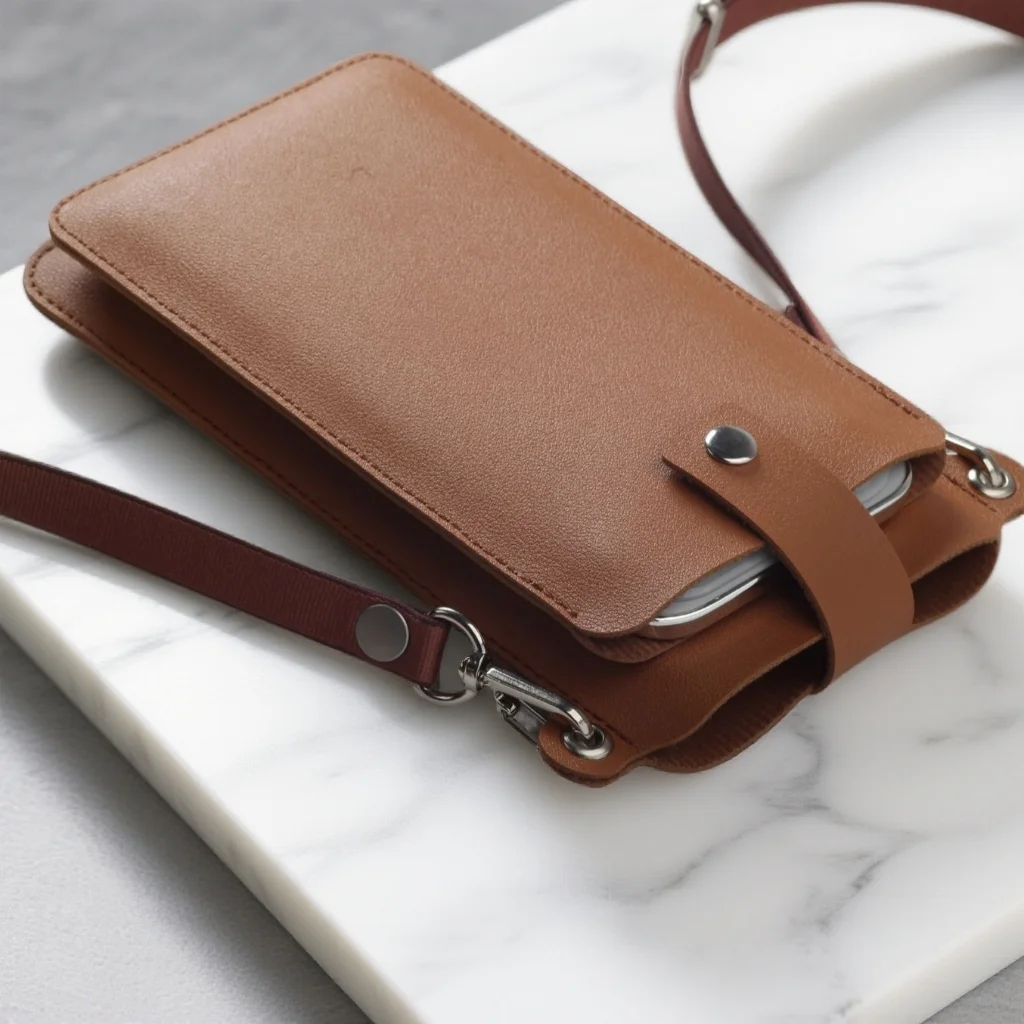 Stylish Magnetic Crossbody Neckband Phone Wallet Leather Case & Universal Lanyard