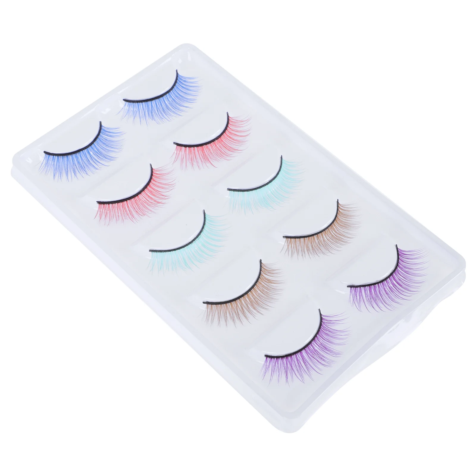 

5 Pairs Colored False Eyelashes Dense Stickers Fake Natural Man-made Fiber Fluffy Dramatic Comfortable Cosplay