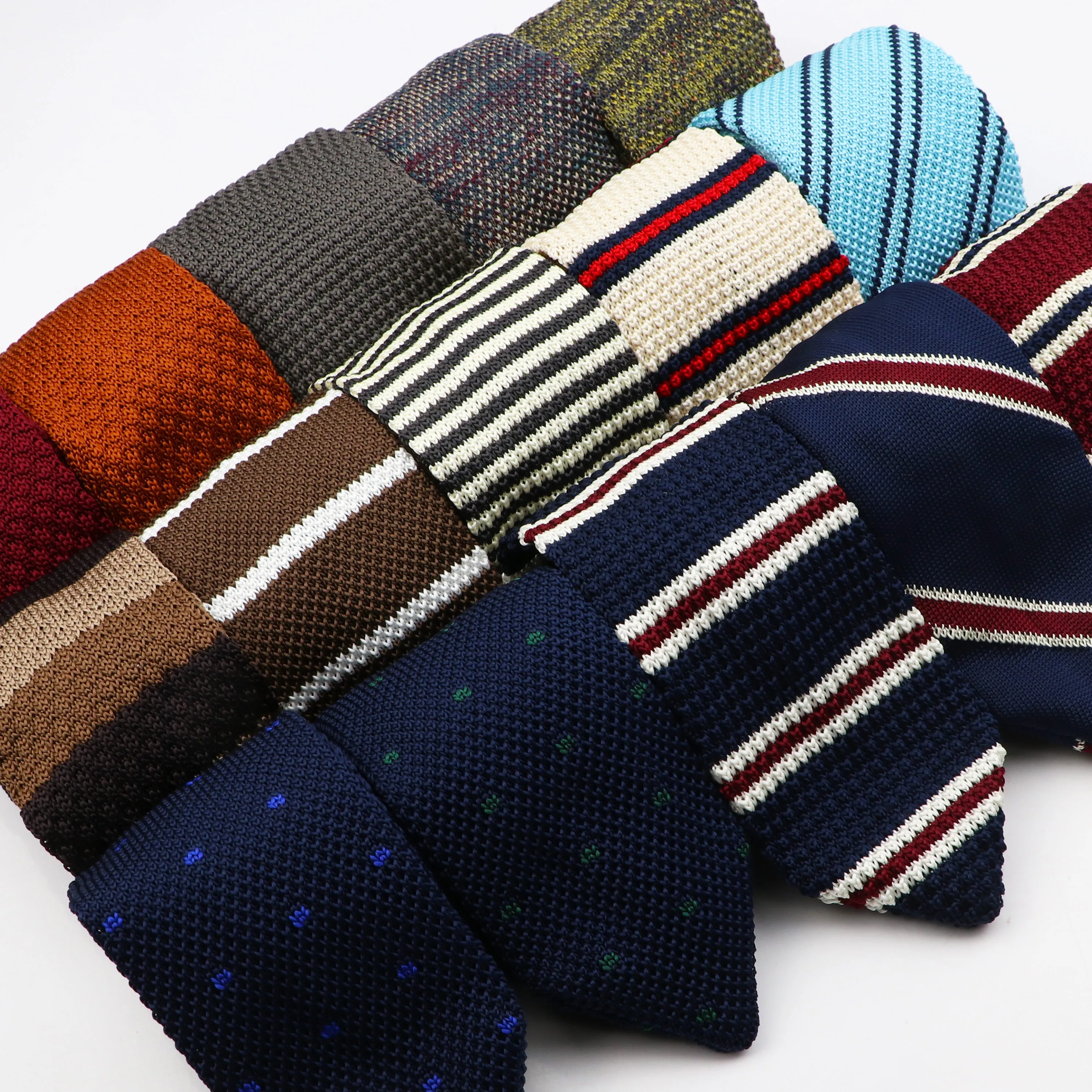 Men's Striped Knitted Tie Sharp Angle Pure Color Tie Classic Fashion Knitting Cravat 7CM neck tie