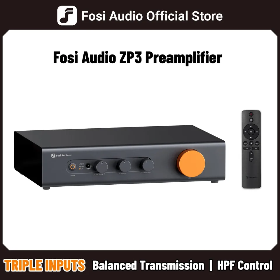 Fosi Audio ZP3 Preamplifier with 3-in/3-out XLR/RCA/SUB OUT HiFi