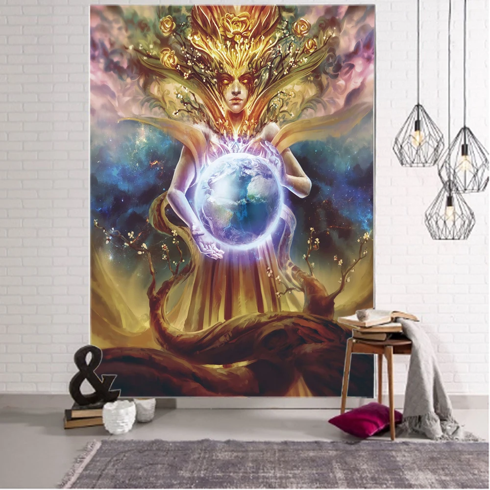 Fantasia luna dea sfondo arazzo decorativo Datura bohémien Hippie parete arazzo decorativo sfondo della casa decorativo