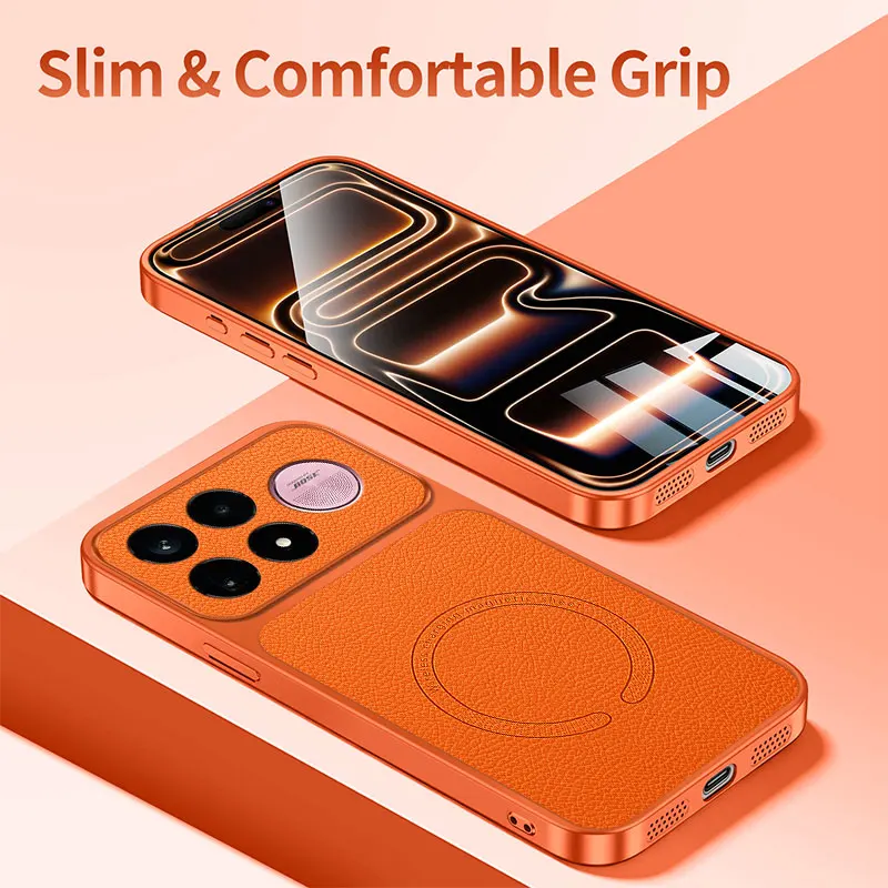 Vegan Leather Magnetic Ultra-Thin TPU Anti-Drop Case Cover