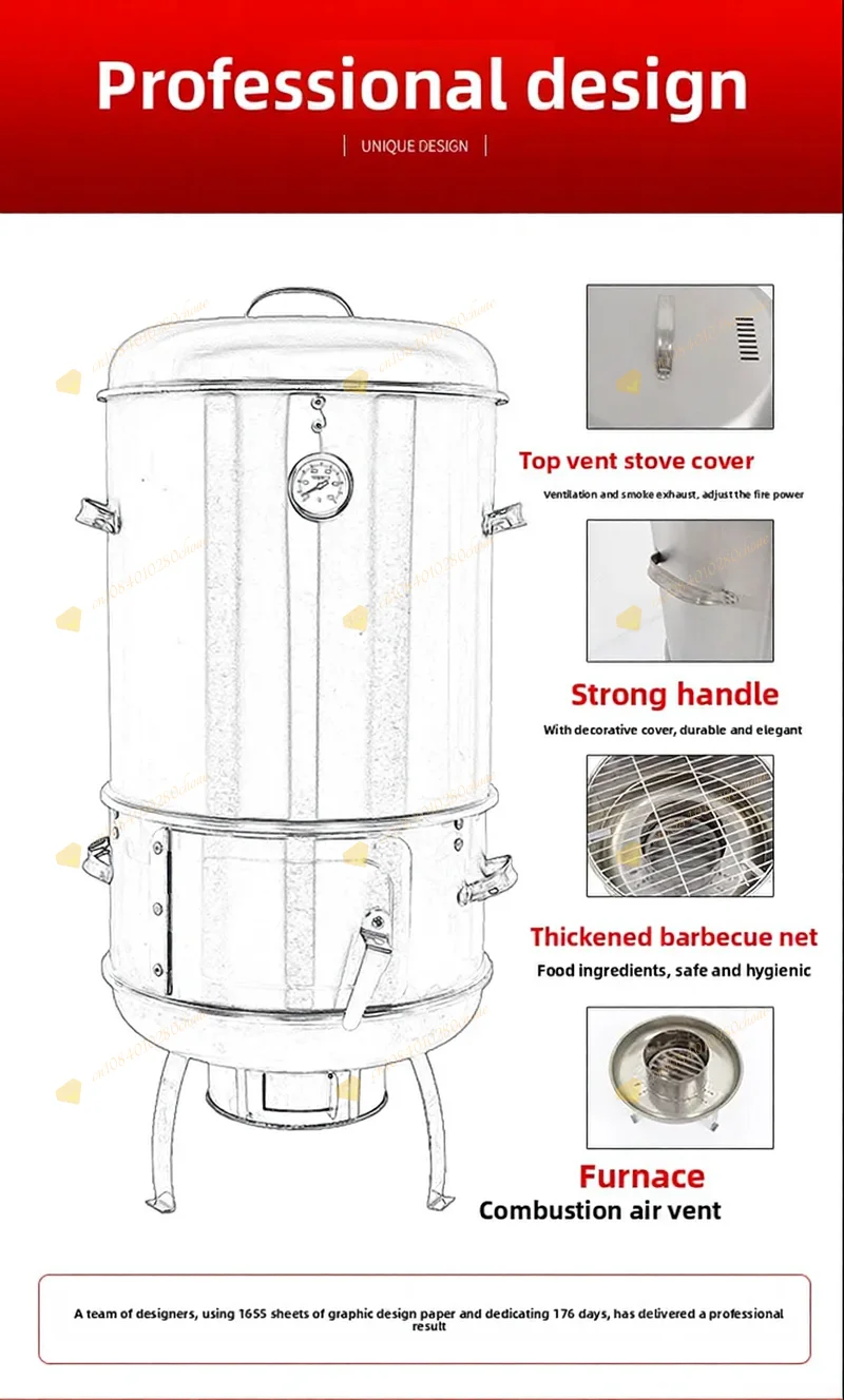Charcoal BBQ Outdoor Smokeless Roaster for Duck Chicken Skewers Home Use