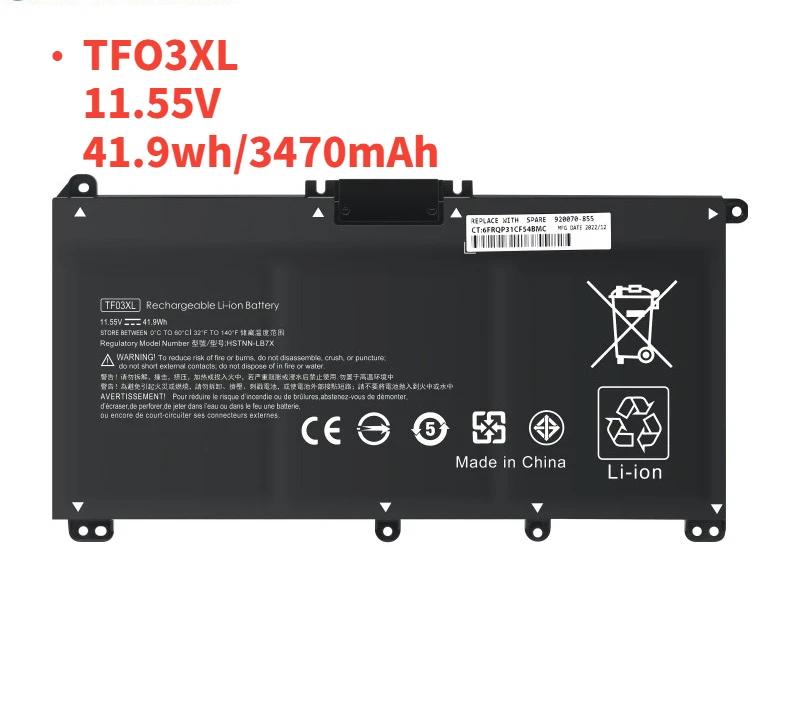 

TF03XL TF03 Battery For HP Pavilion 15-CC 14-bf033TX 14-bf108TX 14-bf008TU HSTNN-UB7J TPN-Q188 TPN-Q189 TPN-Q190 Q191
