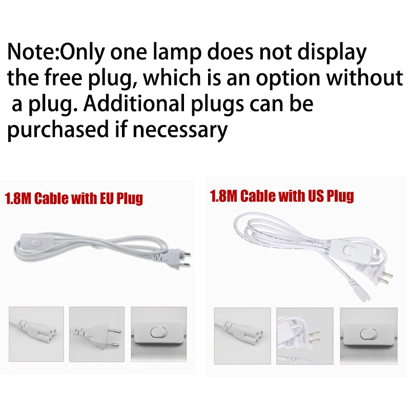 Led 220V Tube Light Room Strip With Cable Tube Lights Fixture For Home Bedroom Kitchen Cabinet Lighting indoor Lamp 110V Tube