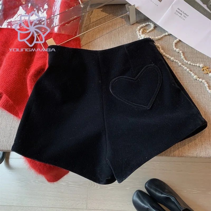 

Женские бархатные короткие брюки, повседневные широкие шорты с высокой талией, в Корейском стиле, весна-осень 2023