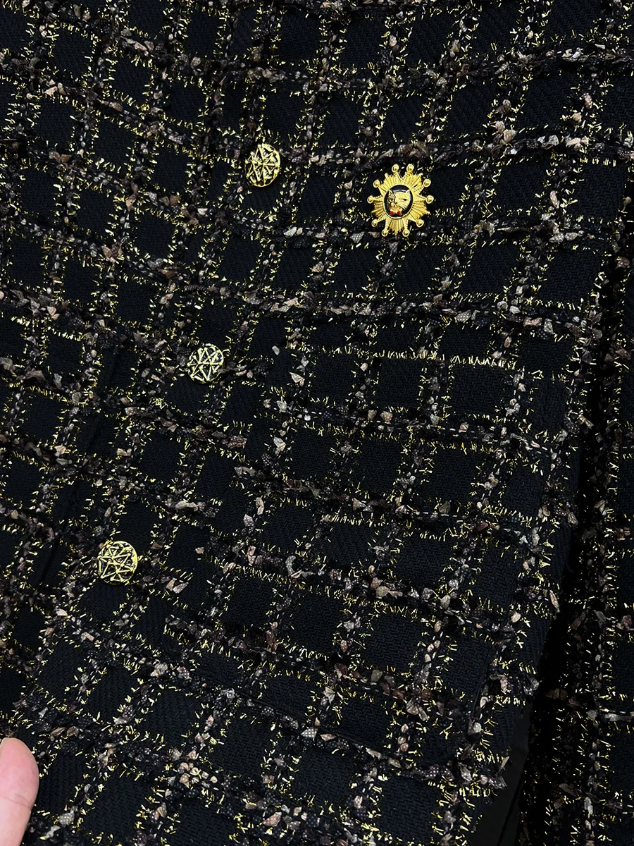 Korean Sle Faionable Tweed ort Men's Jaet 2024 Autumn High Sensation Haome Versatile Coat Top Button Decorated Pol...