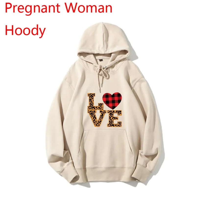 

Pregnant Woman Hoody Spring Autumn Maternity Women Hoodie Funny Customized Leopard Pattern Love Funny Print Customize Your Photo