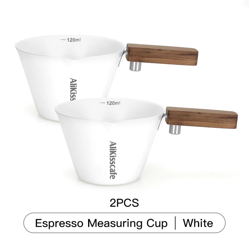 Elegant Stainless Steel Espresso Pouring Cup with Wood Handle & Precise Scale - 120ml