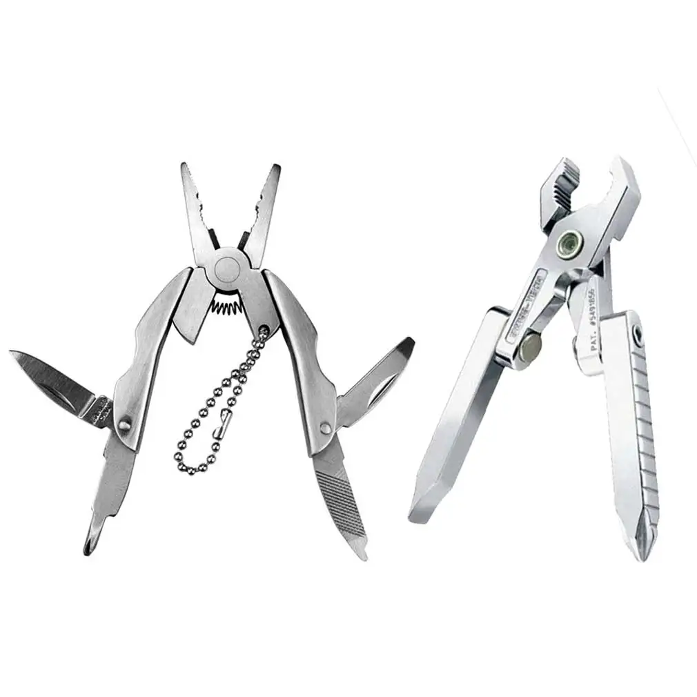 

Stainless Steel Mini Pocket Folding Plier Wire Stripper Keychain Screwdriver Multitool EDC tool with Knife for Outdoor Camping