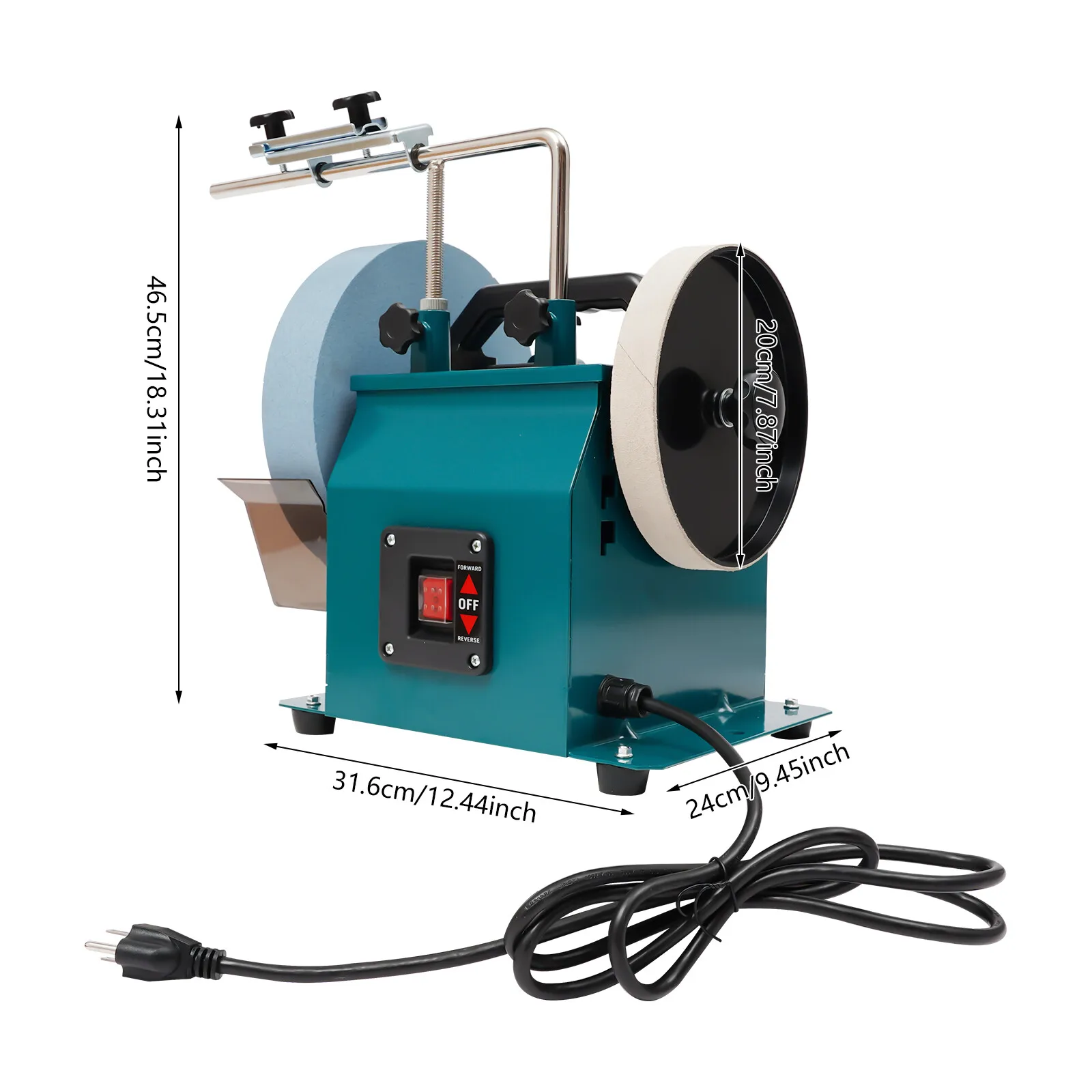 Electric Knife Sharpener for Kitchen and Woodworking Wet Stone Grinder with 10 Inch 220 Grit Wheel and Leather Strop