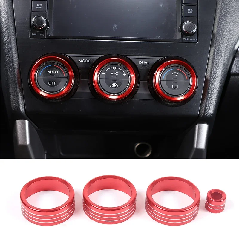 

For 2013-2018 Subaru Forester aluminum alloy red car air conditioner rearview mirror adjustment knob circle sticker auto parts