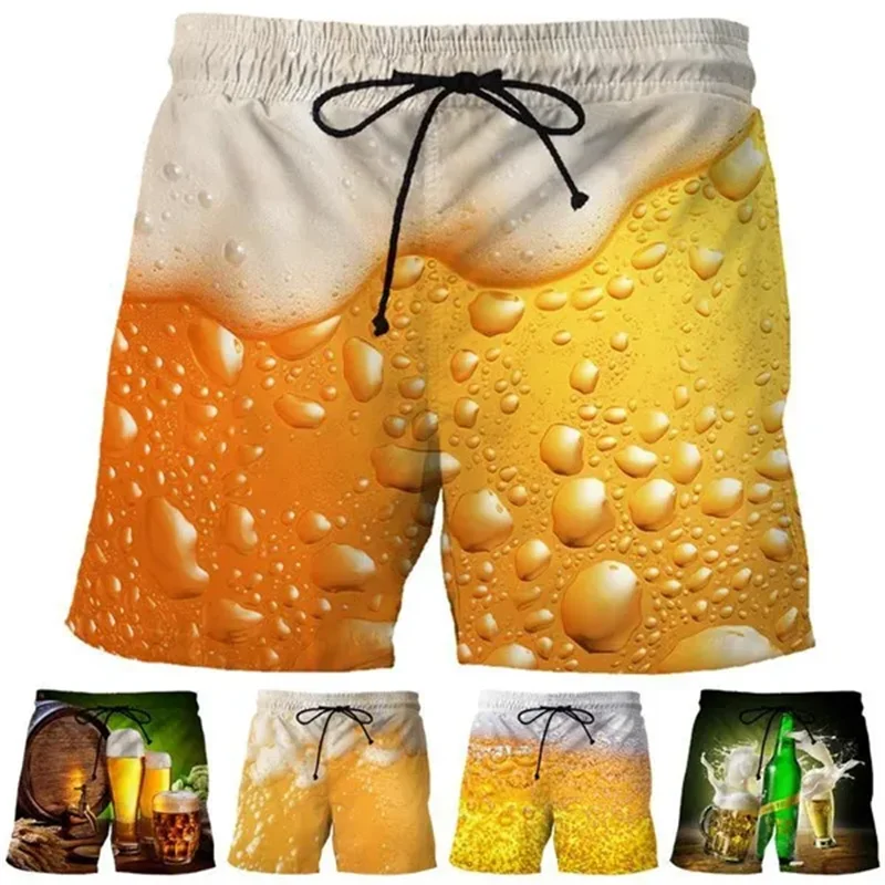 3D Print Funny Beer Beach Shorts For Men Hip Hop Cool Oversized Short Pants Summer Fashion Casual Swim Trunks Male Clothing 2