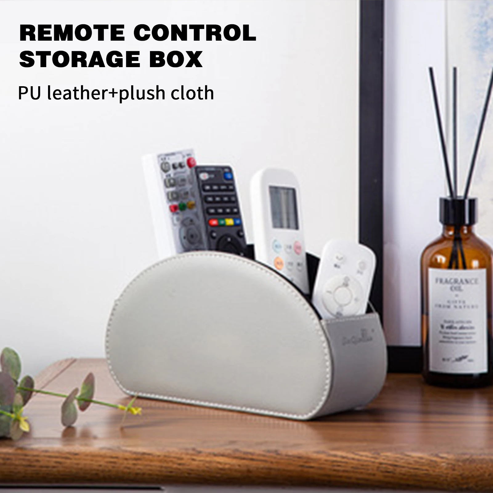 

5 Grid Remote Control Organizer Pu Leather Stand Desk Storage Box Cosmetic Storage Box Household Storage Rack Organizer