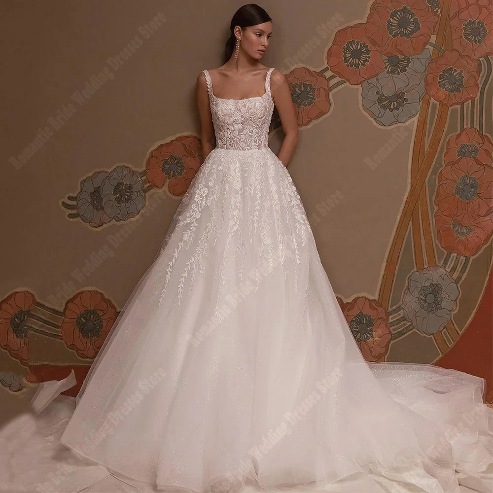 Sheer Tulle Wedding Dresses For Women Backless Prom Gowns New Elegant Mopping Length Princess Ball Vestidos De Novias Customized 4