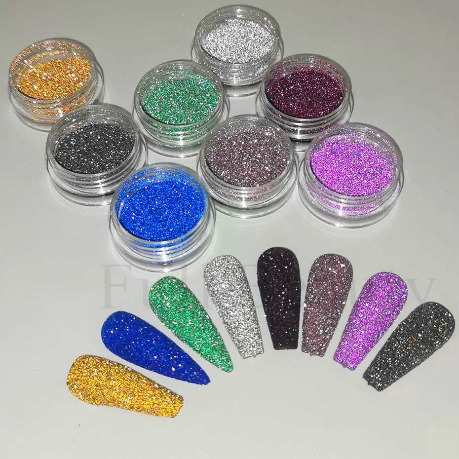 Reflective Glitter Nail Powder Dust Color-Change Holographic Crystal Diamond Chrome Pigment Dipping Powder Manicure Decoration