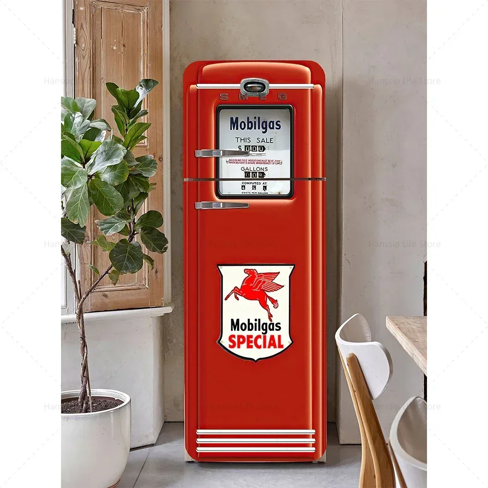 Retro Graffiti Style Fridge Wrap Mural Sticker Waterproof PVC Beertown Freezer Refrigerator Sticker 3D Wallpaper Peel and Stick fridge sticker