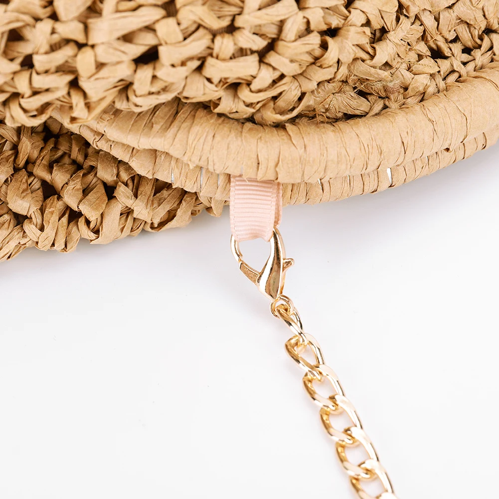 Women Straw Crossbody Bag Clutch Purse Chain Straw Shoulder Bags Handbag Dumpling Pouch Rattan Boho Summer Beach Woven Bag