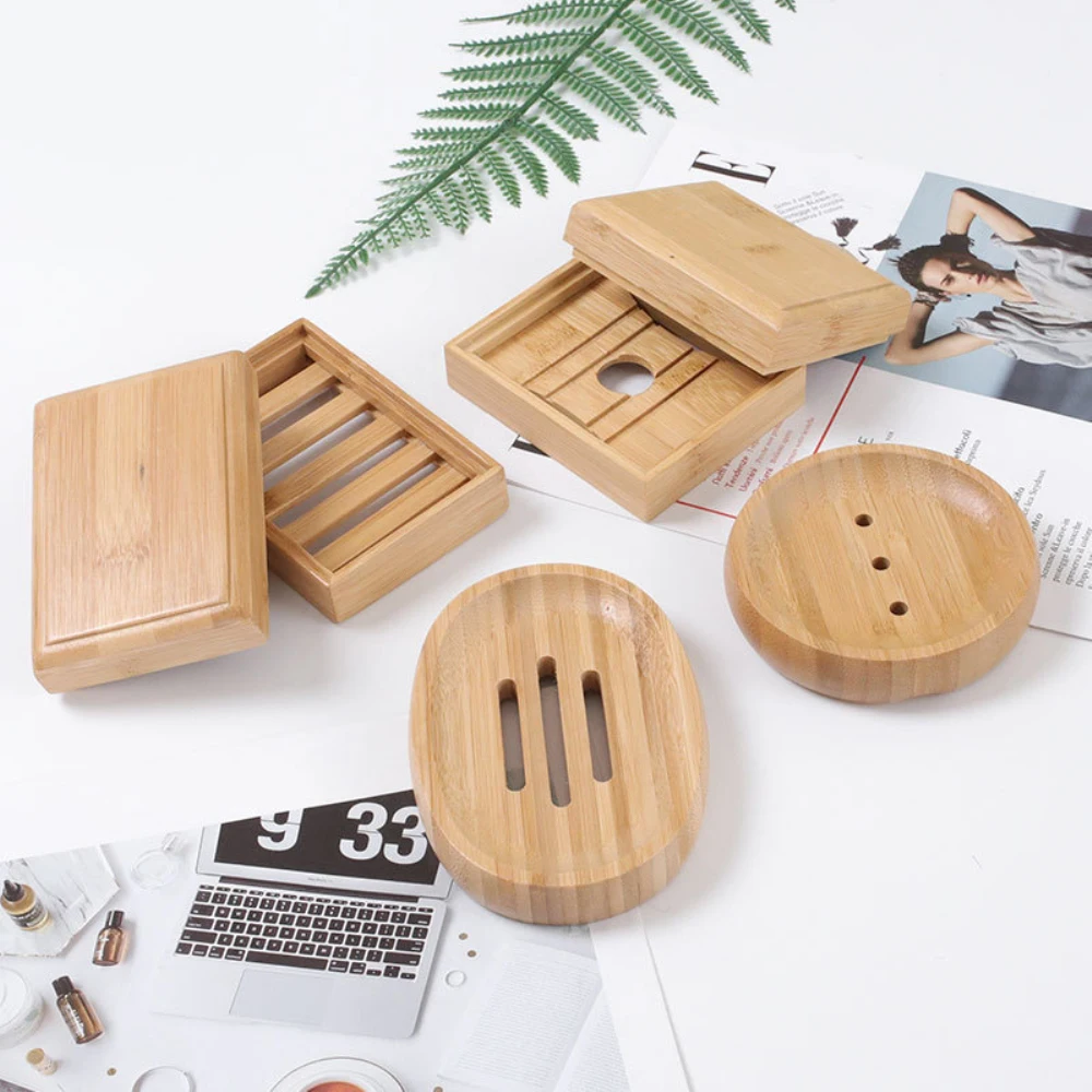 1PC Soap Box Natural Bamboo Dishes Bath Soap Holder Bamboo Case Tray Wooden Prevent Mildew Drain Box Bathroom Washroom Tools 3