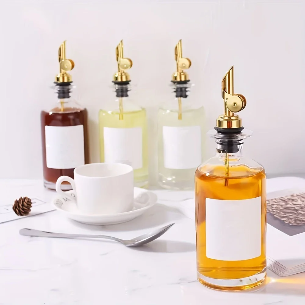Oliatore Automatico In Vetro Con Tappo A Caduta, 850 Ml, Scala Graduata, Antigoccia, Per Olio E Aceto, Trasparente