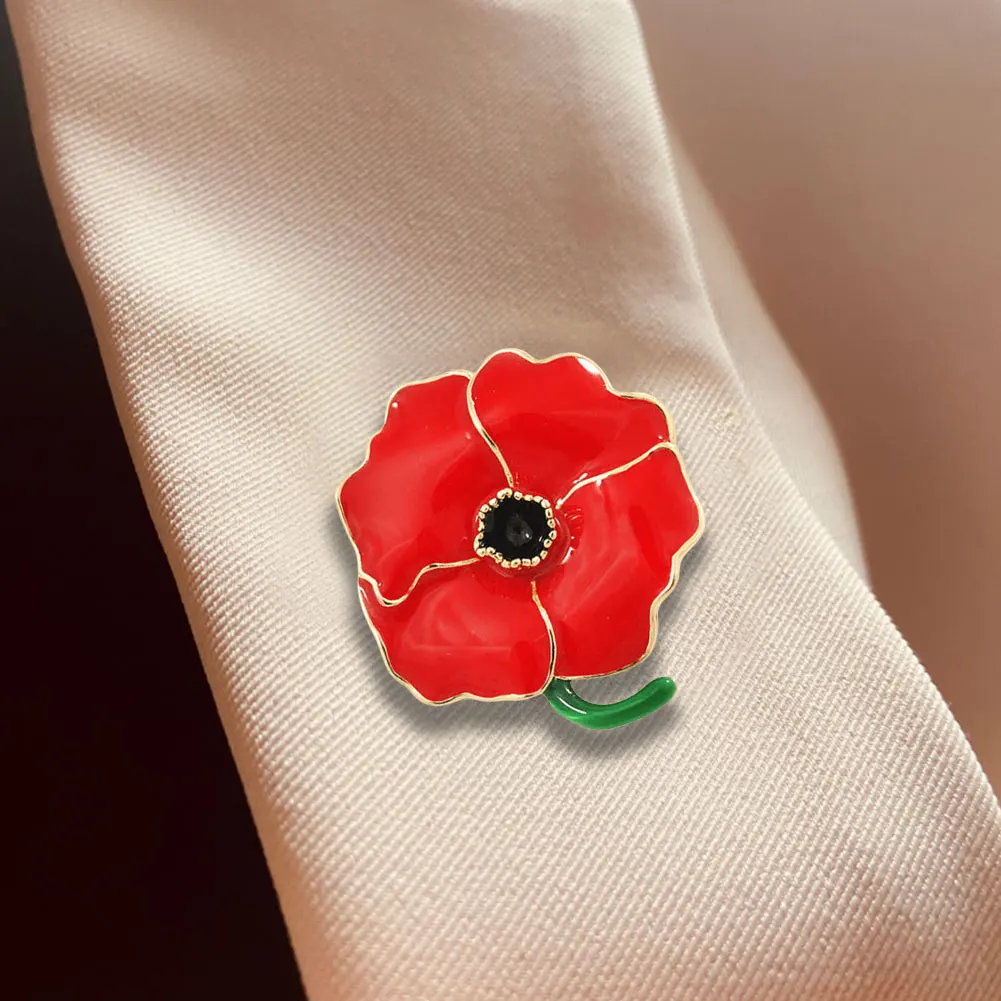 Poppy Badge Clip Metal Red Poppy Flower Lapel Lest We Forget Dripping Oil Pin Jewelry Gift for Friends