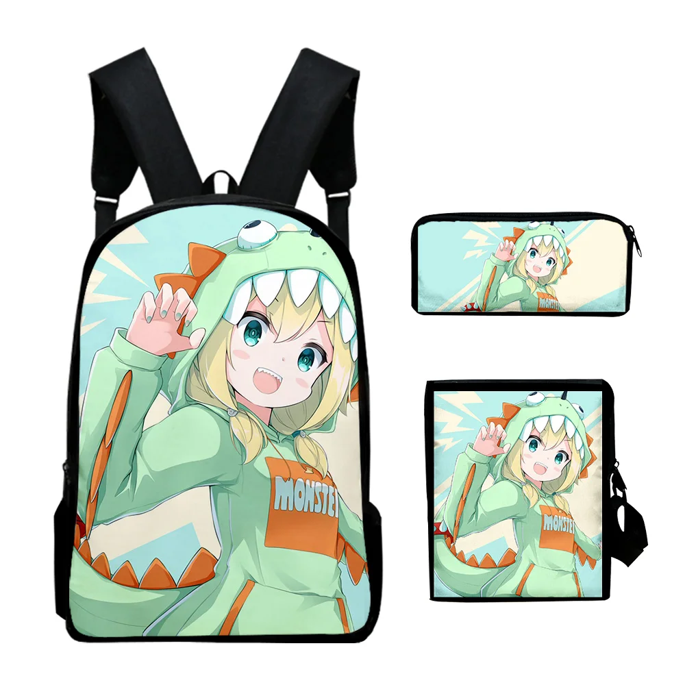 Popular Fashion Pikamee Anime 3D Print 3pcs/Set pupil School Bags Laptop Daypack Backpack Inclined shoulder bag Pencil Case