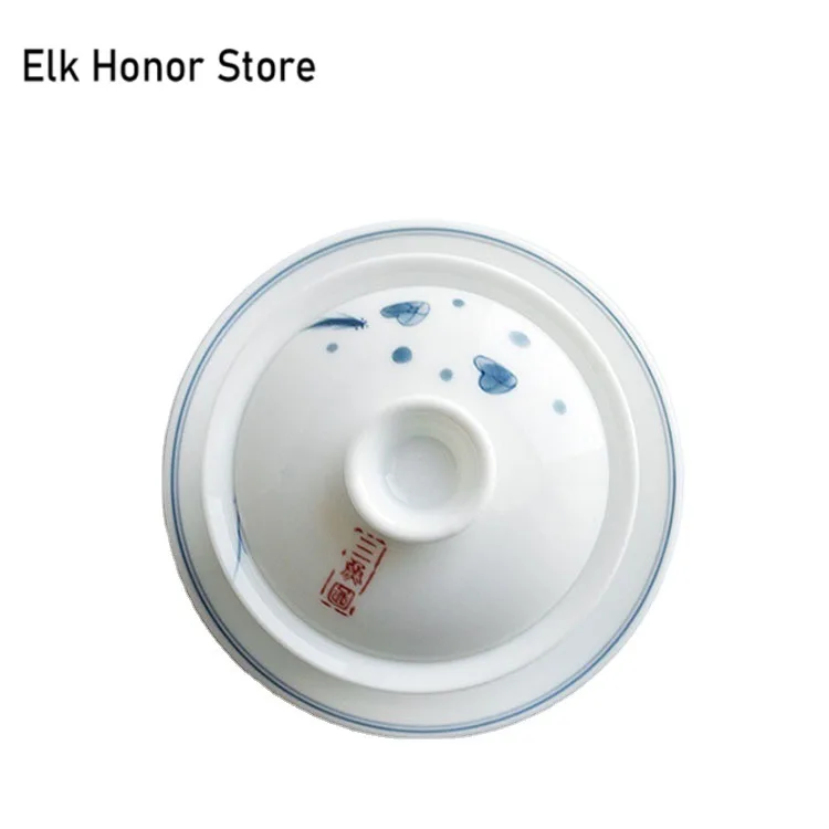 140ml Hand-painted Fish Paly Ceramic Cover Bowl White Porcelain Hovering Sancai Gaiwan Chinese Tea Making Gaiwan Kung Fu Teaset